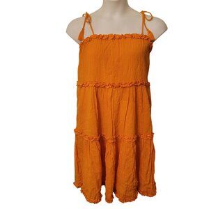 Tory Burch L Orange Tiered‎ Sleeveless Cotton Dress Boho Summer Cruise Vacation